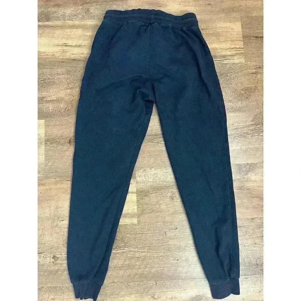 Vtg Nike Y2K 00's Men's L Joggers Blue Textured Swoosh Drawstring Athleisure